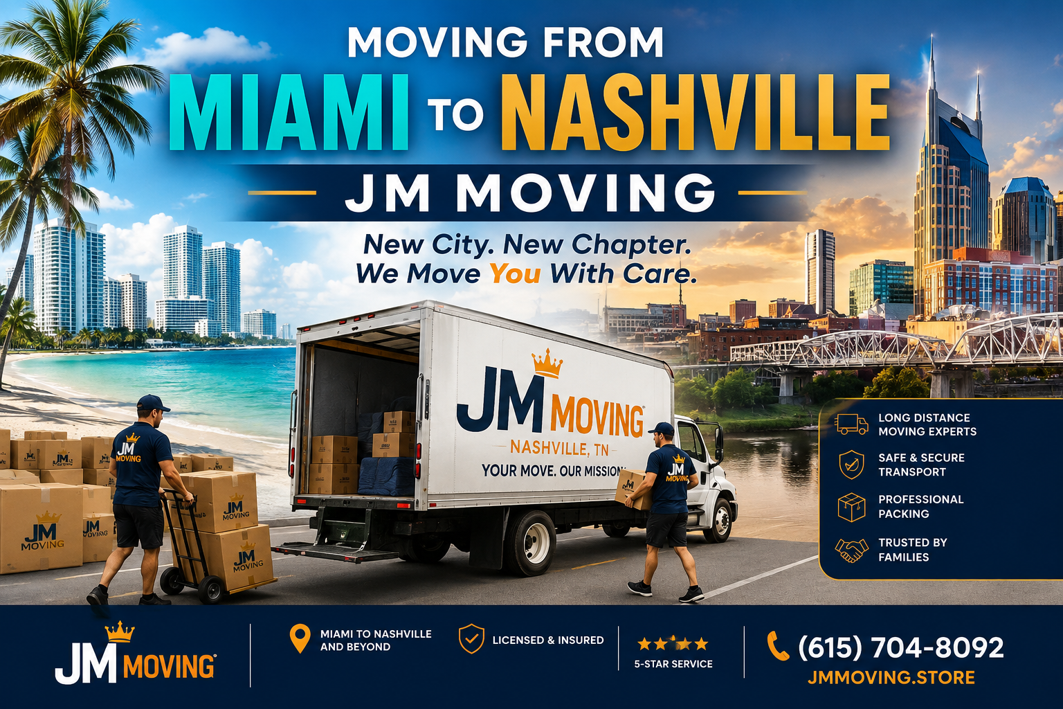 Miami to Nashville Movers | Long-Distance Moving Services 2 moving from miami to nashville jm moving