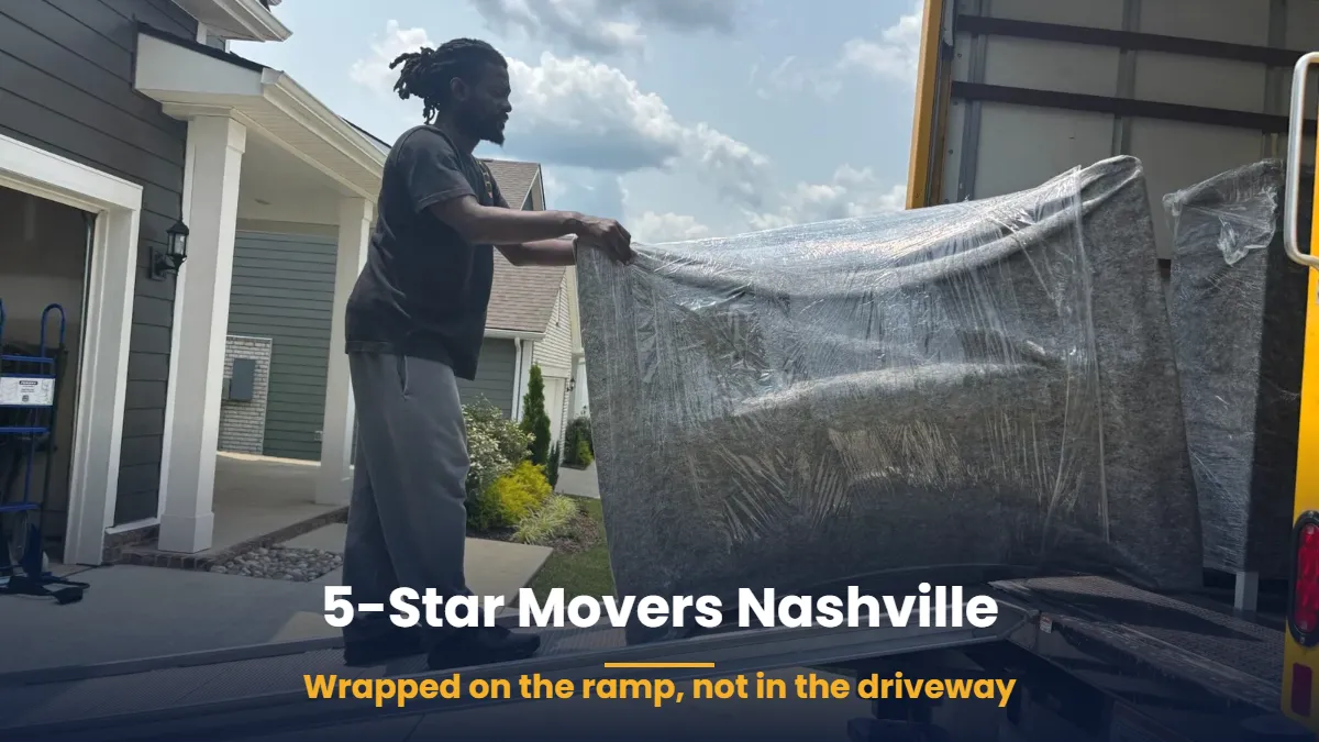 Bellevue Packers and Movers 2 Bellevue packers and movers wrapping furniture on the truck ramp